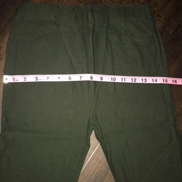 Olive Green motto leggings, - Picture 7 of 8